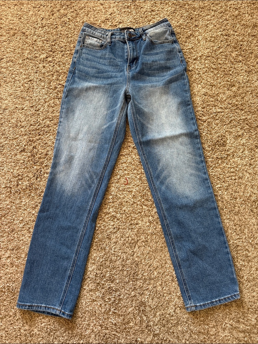 Straight Leg Slim Fit Blue Jeans